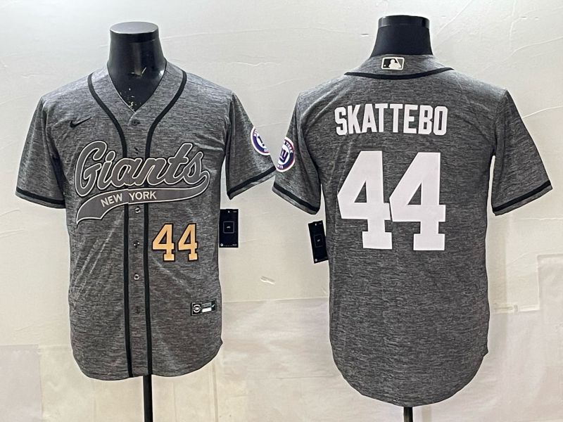 Men 2025 New York Giants #44 Skattebo Grey Joint Name Nike Limited NFL Jersey 03